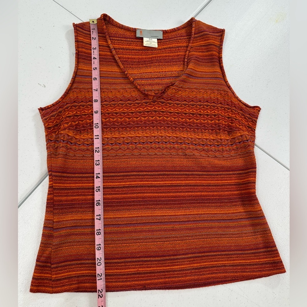 M Missoni Vintage 70s Style Knit Two Piece Orange Striped Tank Top Midi Skirt M - Picture 5 of 14